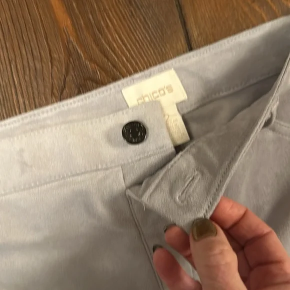 Chicos Women’s Stone Grey Faux Suede Pull On Pants - Picture 8 of 11